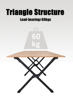 Table pliante moderne en aluminium avec sac de transport, mobilier d'extérieur à grain de bois et structure en acier pour camping, pique-niques et bateaux