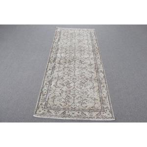 พรมลายตุรกีขนาด 3x6.9 ฟุต พรมวินเทจ สีเทา-น้ำเงิน ลายต้นไม้และพืช พรมขนสัตว์ - Product Image 1