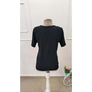 Blusa de Mujer con Cuello en V y Manga Corta, 36149 - Negra - Product Image 6