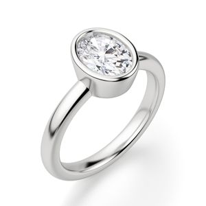 Conjunto de bisel de corte ovalado Anillo de compromiso solitario - Product Image 5