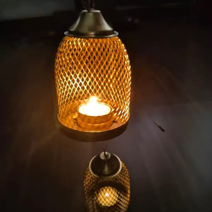 Metal Wall Hanging Tealight Candle Holder Lanterns Shape Hanging Candle Holders String Ganpati Decor Cage Candle Holder - Product Image 5