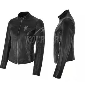 Chaqueta de cuero de piel de oveja Reversible de diseñador para mujer, bombardero de calle alta, bordado personalizado, patrón sólido, decoración de logotipo personalizado - Product Image 4