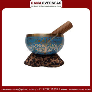 Patrón de árbol Cuenco de latón con cojín y palo de madera Técnica de fundición Tema Budista para meditación Curación de chakras - Product Image 5