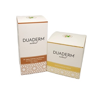 Boîtes d'emballage pliables auto-montables en carton écologique avec logo imprimé personnalisé, laminage mat et gaufrage pour crème pour le visage - Product Image 1