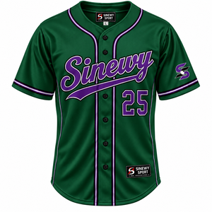 Camiseta de Béisbol SINEWY SPORT para Hombre, Verde y Morado, Sublimada, 25, Absorbe la Humedad, Corte Regular, Manga Corta, Adulto, Todas las Temporadas - Product Image 1