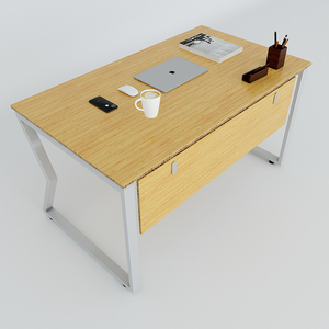 MBamboo 140x80cm Desk Simple Style Solid Wood Computer <b>Table</b> with Assembled Iron Legs and Drawer for Bedroom or Home Office - Product Image 1