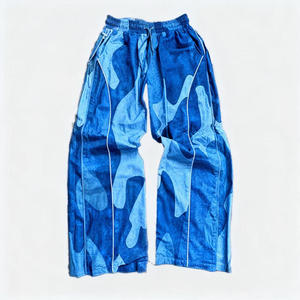 Custom Canvas Vintage Fashion Mid Lace Wide Leg <b>Camo</b> Printed Stacked <b>Men's</b> Winter Waterproof Sweatpants Streetwear Heavyweight - Product Image 4