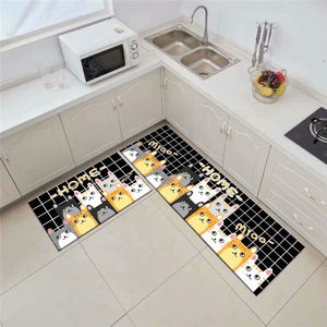 Juego de Alfombrillas de Cocina Florales Personalizables, Material de Terciopelo de Poliéster con Base Antideslizante de Puntos, Alfombrillas Lavables Acolchadas - Product Image 2