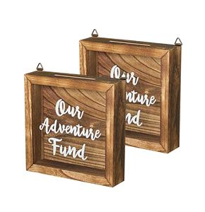 Lot de 2 boîtes à fonds en bois Notre boîte à fonds d'aventure en bois Boîte d'ombre rustique pour la décoration intérieure 7.2x7 po - Product Image 4