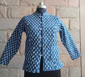 En couleur bleu océan Vestes matelassées réversibles à manches longues pour femmes en pur coton avec poche intérieure et extérieure - Product Image 3