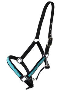 Nylon Horse Halter With Rope <b>Tack</b> Nylon Padded Adjustable Halter Rhinestones Rope, Padded English Saddle Halters From India - Product Image 3