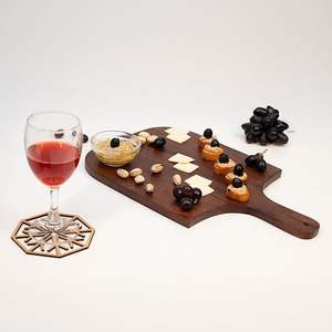 Urban Fix Planche à découper en bois d'acacia naturel pour hacher servir pizza légumes fruits fromage dans la cuisine - Product Image 2