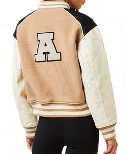Hecho en lana de alta calidad cuerpo cuero mangas Crop Letterman chaqueta para personalizado Chenille bordado Letterman chaqueta - Product Image 4