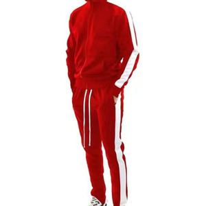 Ensemble de survêtement noir pour homme, style rétro, bande latérale en velours, pour l'entraînement et le jogging, qualité supérieure, survêtements pour homme - Product Image 2