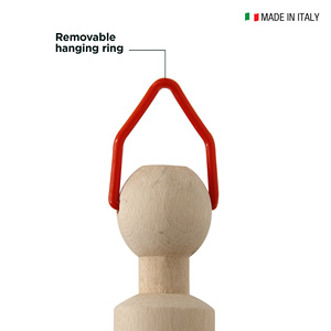 Mattarello legno di faggio naturale Design DEMOLLI lunghezza 70x4cm Made in Italy manico ergonomico anello rimovibile personalizzabile - Product Image 3