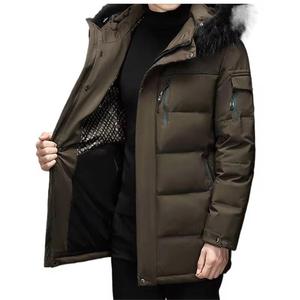 Chaquetas acolchadas de invierno con capucha para hombre, abrigo largo acolchado grueso, prendas de vestir exteriores térmicas ligeras - Product Image 3