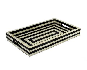 Bandeja con incrustaciones artesanales, bandeja para servir hecha a mano, incrustaciones de hueso de lujo, desayuno de Ramadán, comida, fruta, café, té, bandeja decorativa - Product Image 1