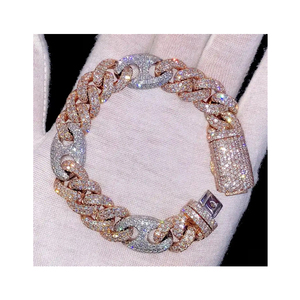 Bracelet à maillons cubains glacés 14mm pour hommes VVS Moissanite Diamond Argent sterling 925 Bracelet cubain pour hommes plaqué or 14K - Product Image 1