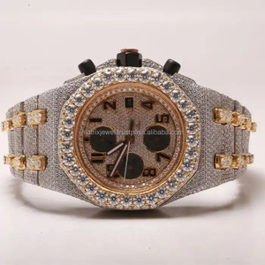 Forma redonda de acero inoxidable VVS calidad de tendencia Hip Hop iced out Lab Diamond reloj de fabricante en la India Calidad de exportación - Product Image 1