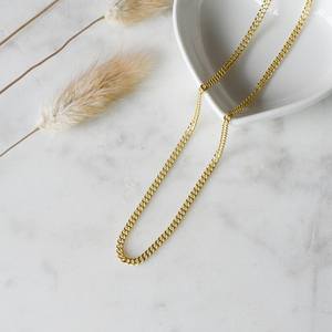 Collar de eslabones cubanos Collar de cadena chapado en oro de 14K de Plata de Ley 925 Collar de oro delicado - Product Image 2