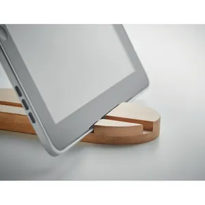 Support en bambou écologique ROBIN pour tablette et smartphone, accessoires de bureau durables - Product Image 1