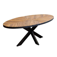 Ensemble de table à manger en bois massif à motifs chevrons avec chaises de salle à manger - Design moderne, pliable, usage commercial pour hôtel et salle de sport
