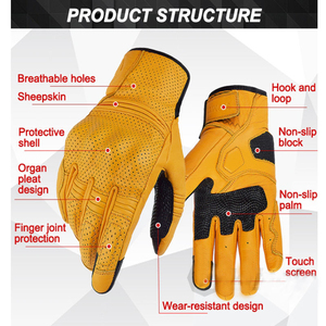 Guantes de Carreras de Cuero para Dedos Completos, Compatibles con Pantalla Táctil, Unisex, para Actividades al Aire Libre, Amarillos - Product Image 4