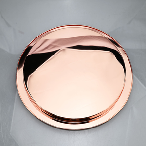 Custom Color Logo Handmade Single Tier Round Polished Copper Circular <b>Tray</b> for Tableware in Bars and Hotels - Product Image 3