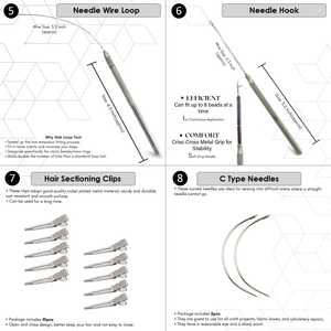 New Arrival Hair Extension <b>Tool</b> Kit Crimping Plier Bead Hook Needle Applicator Salon Cutting Shears Duck Bill Section <b>Clips</b> - Product Image 3