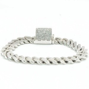 Pulsera de Eslabones Cubanos de Plata de Ley 925 con Moissanita Blanca, Joyería Personalizada, Joyería Hip Hop, Pulsera de Diamantes, Regalo para Ella - Product Image 3