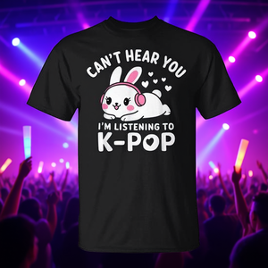 T-Shirt Kawaii per Amanti del K-Pop 'Can't Hear You I'm Listening' Promozionale per Appassionati di K-Pop - Product Image 3