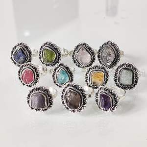 Anillo de Piedras Preciosas en Bruto para Mujer, Esmeralda Natural, Zafiro, Tanzanita, Herkimer, Joyería de Plata de Ley 925 - Product Image 5