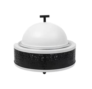 Custom Logo 1-Pc Set Off-White/Black Metal Dome-Shaped Food Warmer Lid Hotpot Traditional Serving Experience Restaurants Hotels - Product Image 1