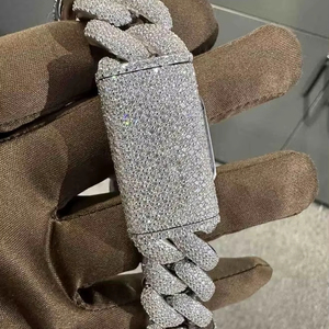 Bracelet en argent sterling 925 Moissanite VVS Bracelets et bracelets en diamant de 20mm de 8 pouces plaqués or blanc - Product Image 1