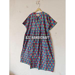 Vestido de algodón Vintage de estilo bohemio ecológico hecho a mano, detalle de botones, manga larga, silueta acampanada para mujer, Oficina informal - Product Image 5