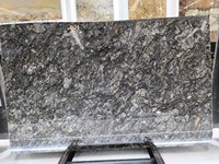 Dalle de granit Metalicus noir platine argenté, design moderne, pierre de luxe brésilienne, surface polie pour villas