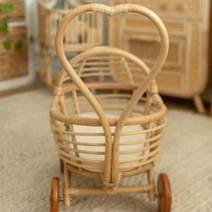 Enfant en bas âge rotin poupée landau en osier fait à la main bébé poussette jouet pour Eco décor à la maison et cadeau d'anniversaire Option - Product Image 5