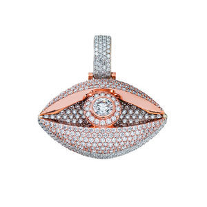 Colgante Horus de Plata 925 Bañado en Oro Rosa con Diamante Moissanita, Joyería Religiosa Hip Hop, Amuleto de Protección Ocular para Fiesta de Graduación - Product Image 1