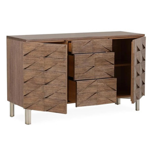 Aparador Moderno de Madera para Sala de Estar, Consola de Almacenamiento con Frentes de Cajones Geométricos - Product Image 3