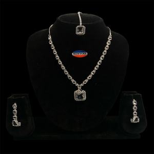 Ensemble combiné de bijoux d'annonce de finition argentée de haute qualité pour les femmes et les filles adaptées aux fiançailles de mariée et aux occasions de fête - Product Image 2