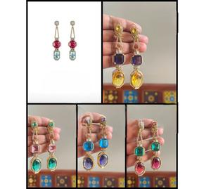 Elegantes Pendientes de Latón Chapado en Oro de la Mejor Calidad con Moissanita para Bodas y Uso Tradicional Femenino - Product Image 1