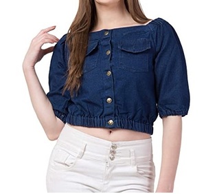 เสื้อยืดตัวสั้นคอกลมแขนสั้นสำหรับผู้หญิงเสื้อครอปแบบครึ่งแขนเสื้อทรงหลวมสีเหลืองดีไซน์เรียบ - Product Image 6