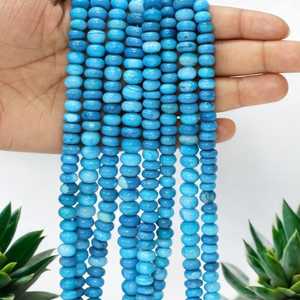 Cuentas de piedra de Rondelle lisas de ópalo azul cian Natural, fabricación de joyas de piedras preciosas sueltas a granel de 6mm 9mm, suministro al por mayor - Product Image 4