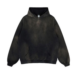 Sweat à capuche en velours personnalisé de haute qualité pour hommes, baggy, tricoté en polyester, avec fermeture éclair, imprimé, délavé à l'acide et délavé au soleil - Product Image 3