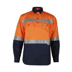 Alta visibilidad 100% algodón naranja minería de carbón manga larga construcción reflectante seguridad Hi Vis camisa de trabajo - Product Image 3
