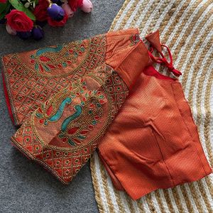 Premium Collection Banarasi Jecquard Soie Avec Travail À La Main Et Fil Travail Blouse Fabricant Et Fournisseur De Surat - Product Image 4