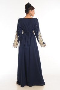 Black Embroidered Georgette Islamic <b>Kaftan</b> - Product Image 2