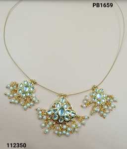 Indian Motipearl último estilo tradicional y de moda flor forma chapado en oro joyería y gargantilla collar conjunto para mujer - Product Image 2