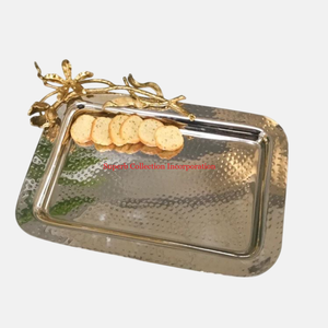 Admirable Design Godinger Argent Plaqué Plateau De Service Designer Poignée pour La Restauration Alimentaire Snack Serveur Plateau Fournitures En Gros - Product Image 3