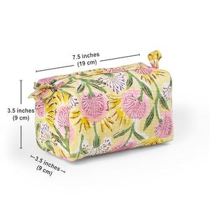 Juego de estuches de algodón acolchado con estampado de bloques florales, 3 Organizadores de cosméticos medianos y grandes resistentes al agua para mujeres y viajes - Product Image 4